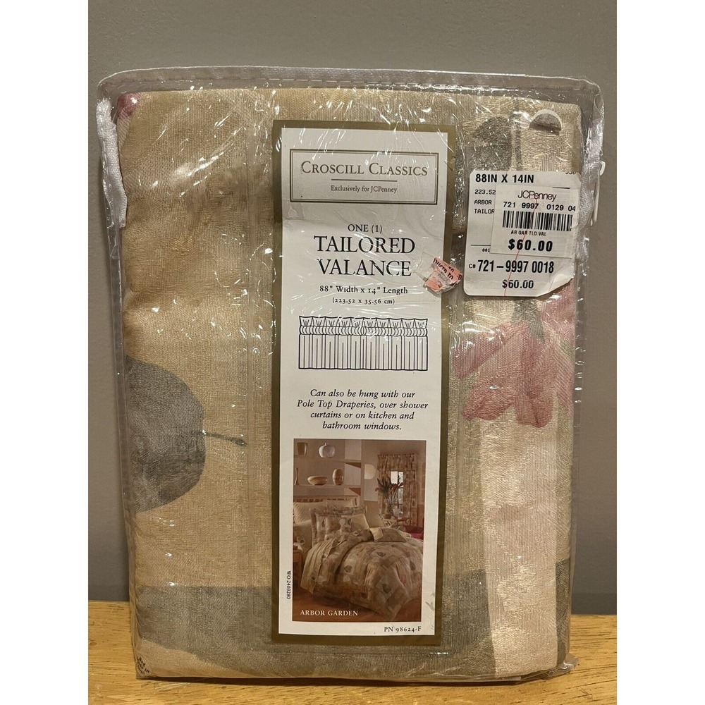 Vtg NOS Croscill Classics Tailored Valance Arbor Garden Gold 88x14 92C4 USA